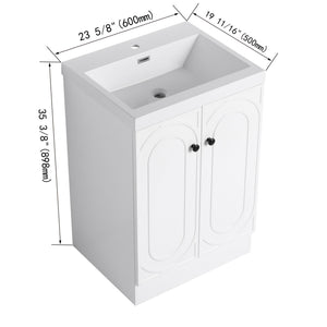 Contemporary Freestanding Bathroom Vanity With Resin Sink & Soft-Close Cabinet Doors