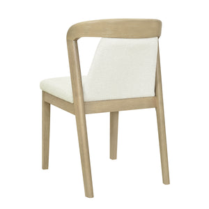 Upholstered Backrest Armless Dining Chairs (Natural Ash + Beige)
