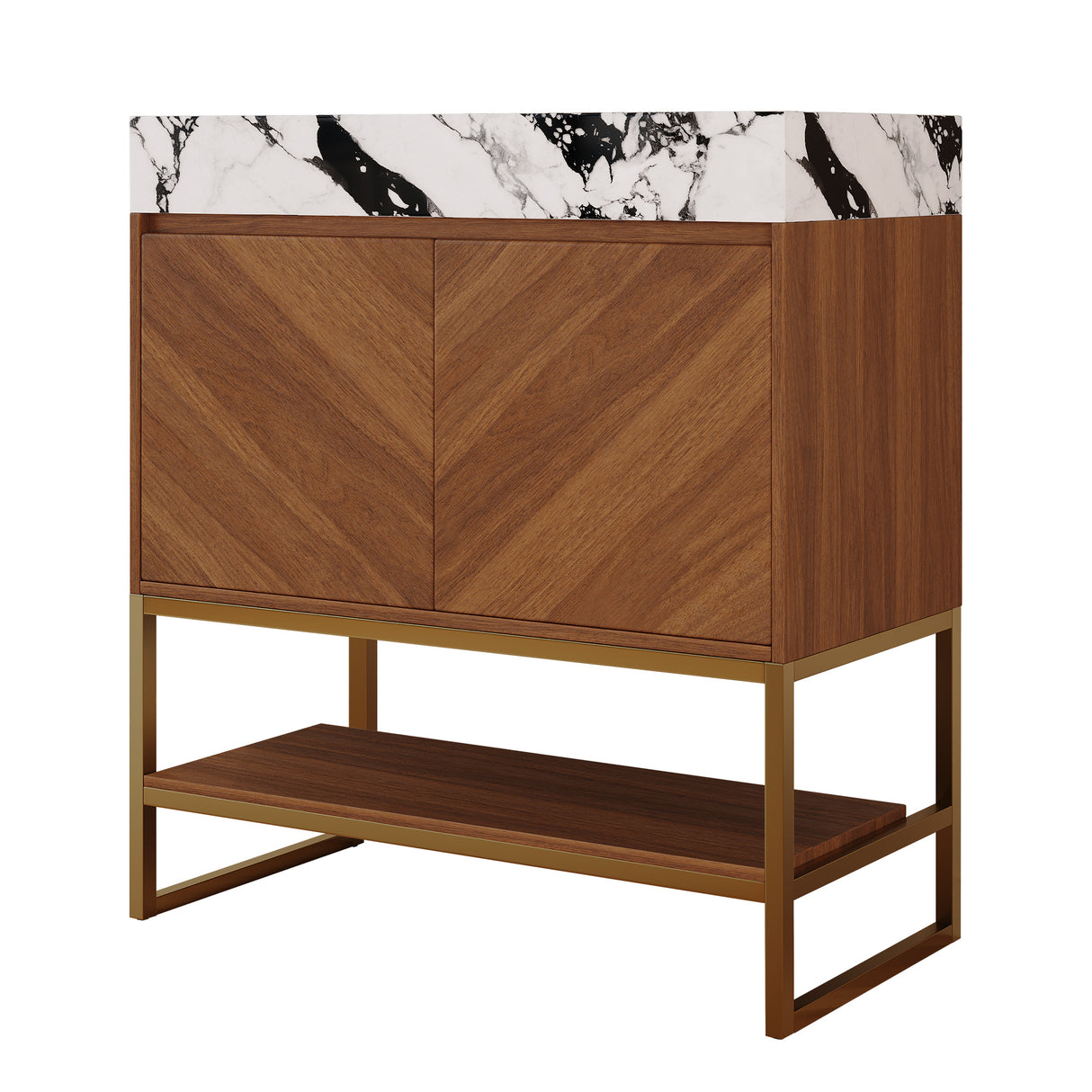 29.9" Modern Free-standing Bathroom Vanity with Ceramic Sink