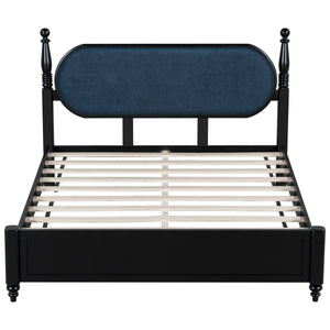 Queen Bed Frame, Solid Wood Platform with Slats