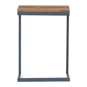 C Shaped End Table With Iron Base And Fir Wood To