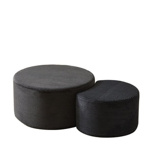 Modern Upholstered Round Coffee Table For Living Room (Set of 2)