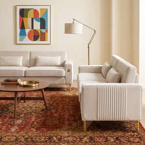 Ivory White 2-Piece Velvet Sofa Set