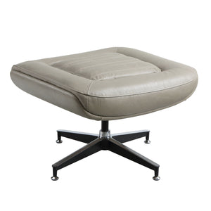 Piran - Twilight Top Grain Leather Accent Chair And Ottoman With Swivel - Gray