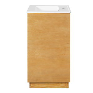 Bathroom Vanity With Sink, Freestanding Single Cabinet With Soft Closing Door And Adjustable Shelf - Natural Wood