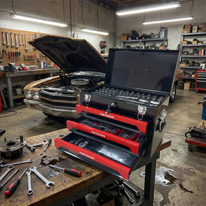 20'' Portable 3-Drawer Steel Toolbox with Tool Set