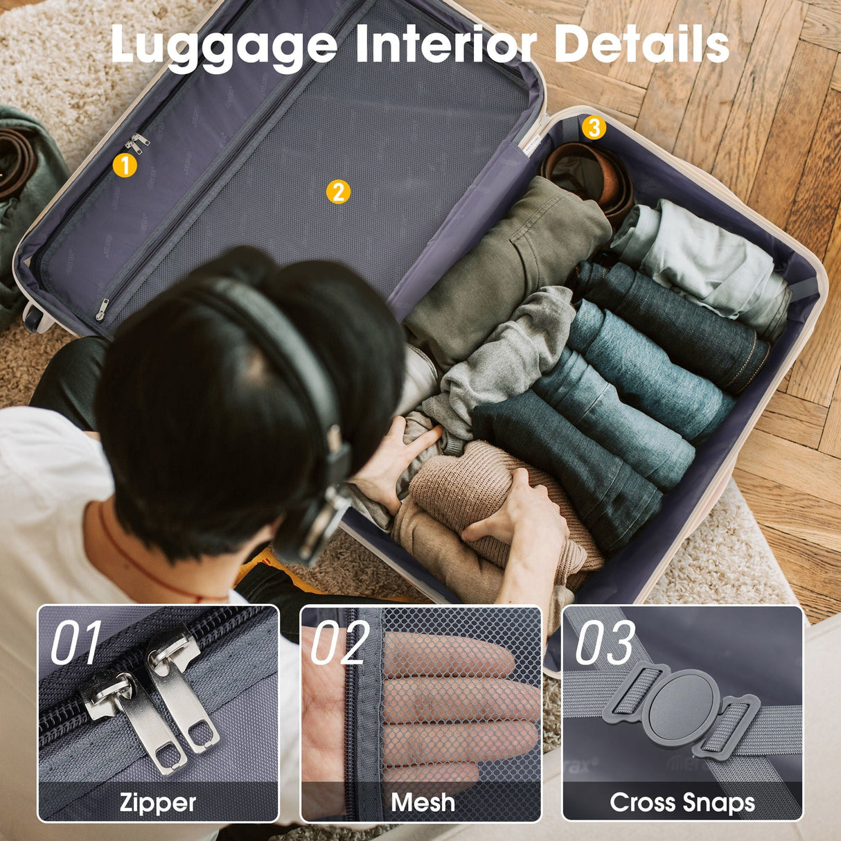 Hardshell Luggage Sets 2 Pieces with Spinner Suitcase and TSA Lock