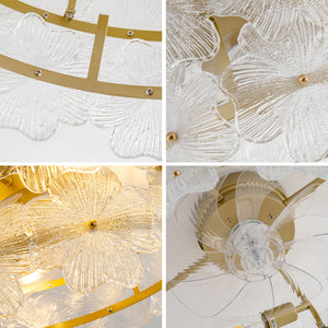 19-Inch Floral Glass Ceiling Fan with ABS Blades