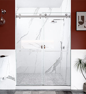 56"-60"W x 80"H Frameless Double Sliding Shower Door