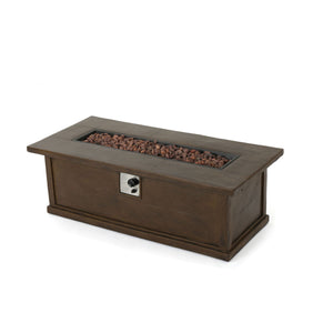 Transitional Rectangular Outdoor Propane Fire Pit With 50, 000 Btu