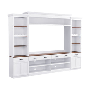 Farmhouse 4-Piece Entertainment Center with Bookshelf for TVs Up to 70"