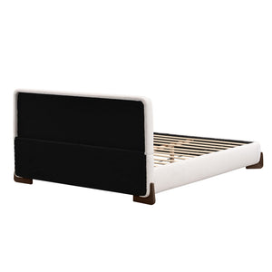 Queen Size Elegant Terry Upholstered Bed - White