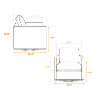 Modern Upholstered Square Swivel Accent Chair With 360 Degree Rotation