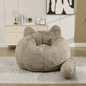 41.7'' W Faux Fur Cat Shaped Bean Bag Chair