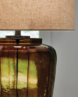Bainmore - Glass Table Lamp - Amber - Best Buy Furniture