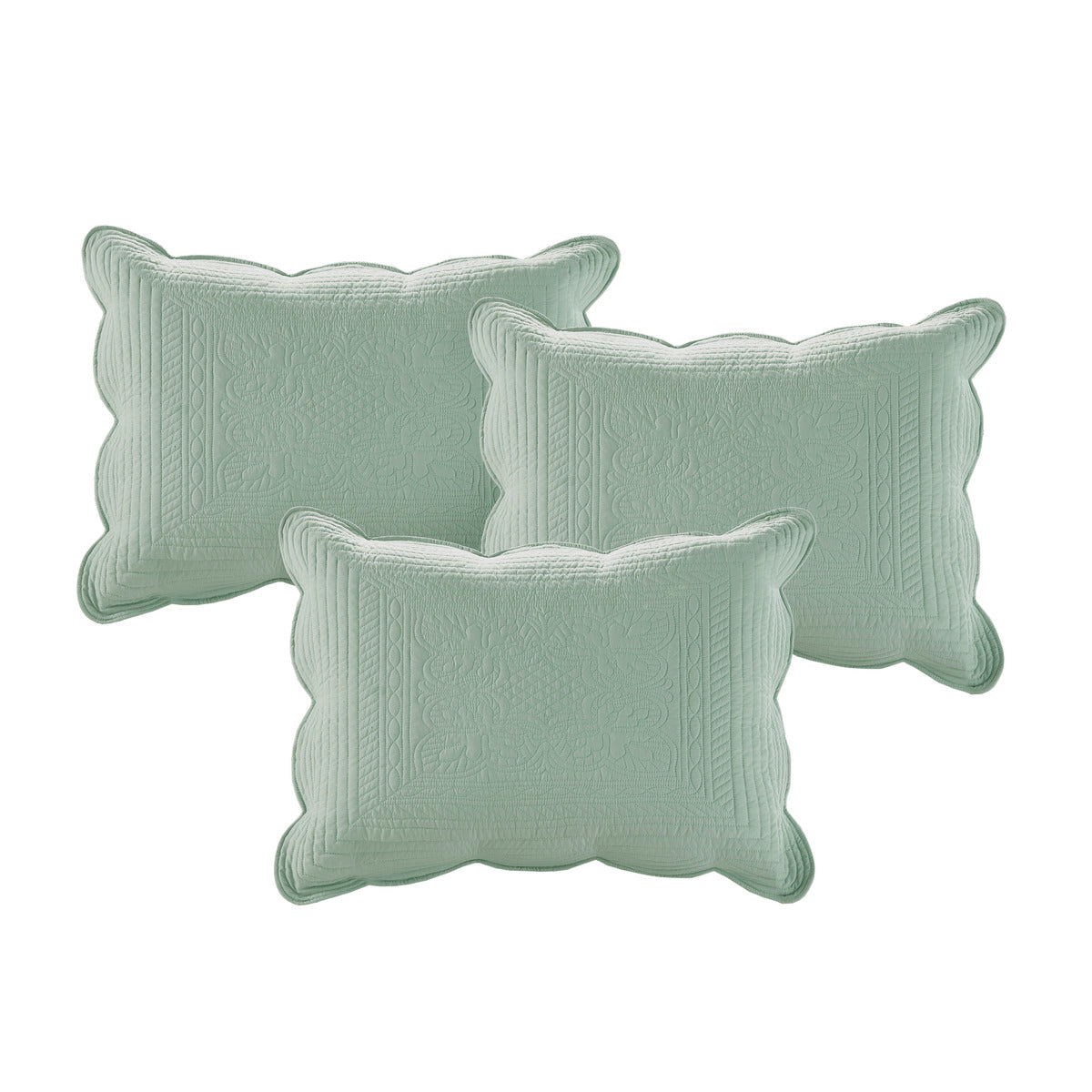 6 Piece Reversible Scalloped Edge Daybed Cover Set - Seafoam