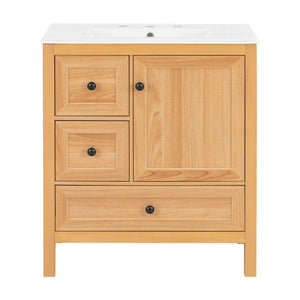 Modern Bathroom Vanity With Sink, Soft Close Drawers & Door, Storage Rack