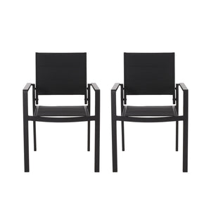 Baird - Outdoor Mesh And Aluminum Dining Chairs - Black - Best Buy Furniture