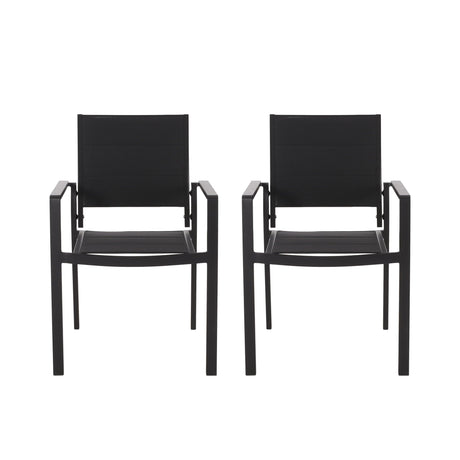 Baird - Outdoor Mesh And Aluminum Dining Chairs - Black - Best Buy Furniture