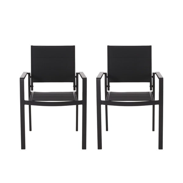 Baird - Outdoor Mesh And Aluminum Dining Chairs - Black - Best Buy Furniture