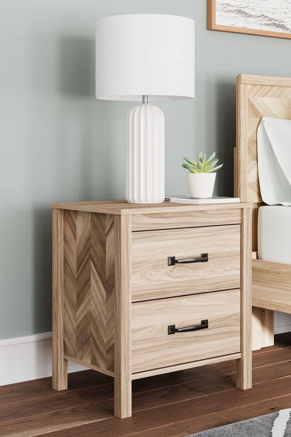 Battelle - Two Drawer Night Stand - Tan - Best Buy Furniture