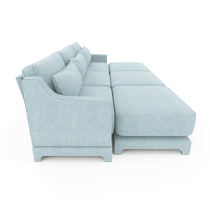 Stylish Sofa With Ottoman And Lumbar Pillows, Ergonomic Design