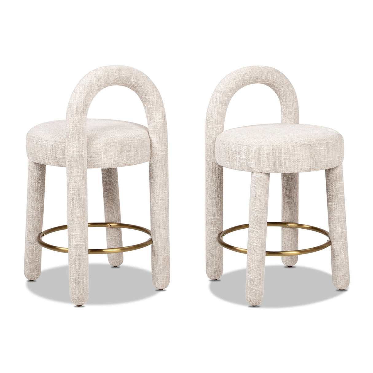 Penny 26.5" Round Arched Upholstered Counter Stool, Set of 2