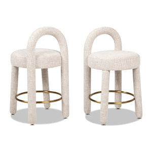 Penny 26.5" Round Arched Upholstered Counter Stool, Set of 2