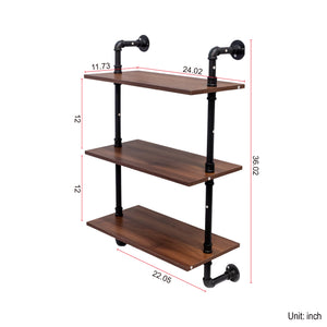 Industrial Pipe Shelf 3-Tier and 2-Tier Wall Mounted Shelves