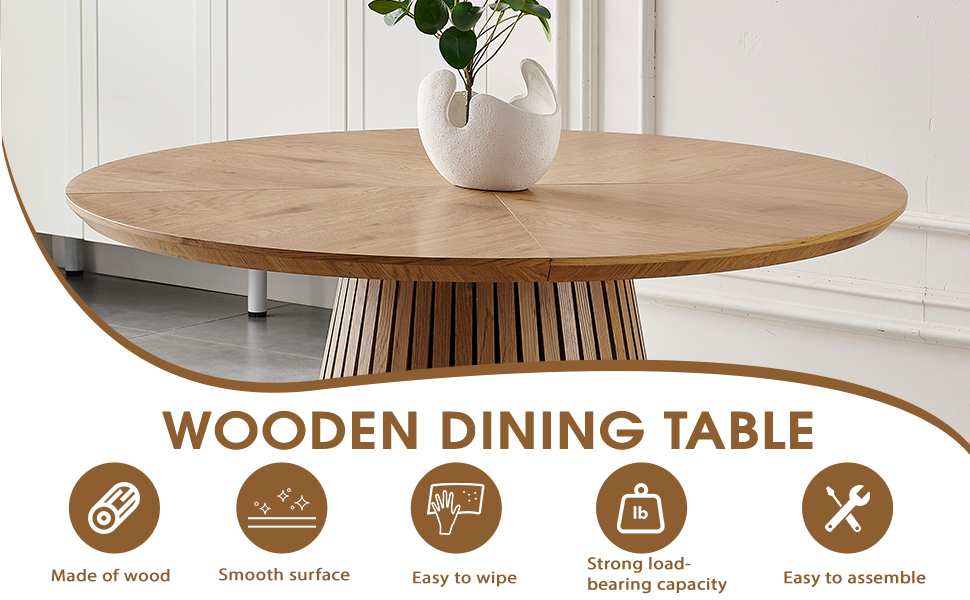 Wooden Dining Table - Modern Round Design for Versatile Use