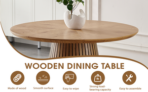 Wooden Dining Table - Modern Round Design for Versatile Use
