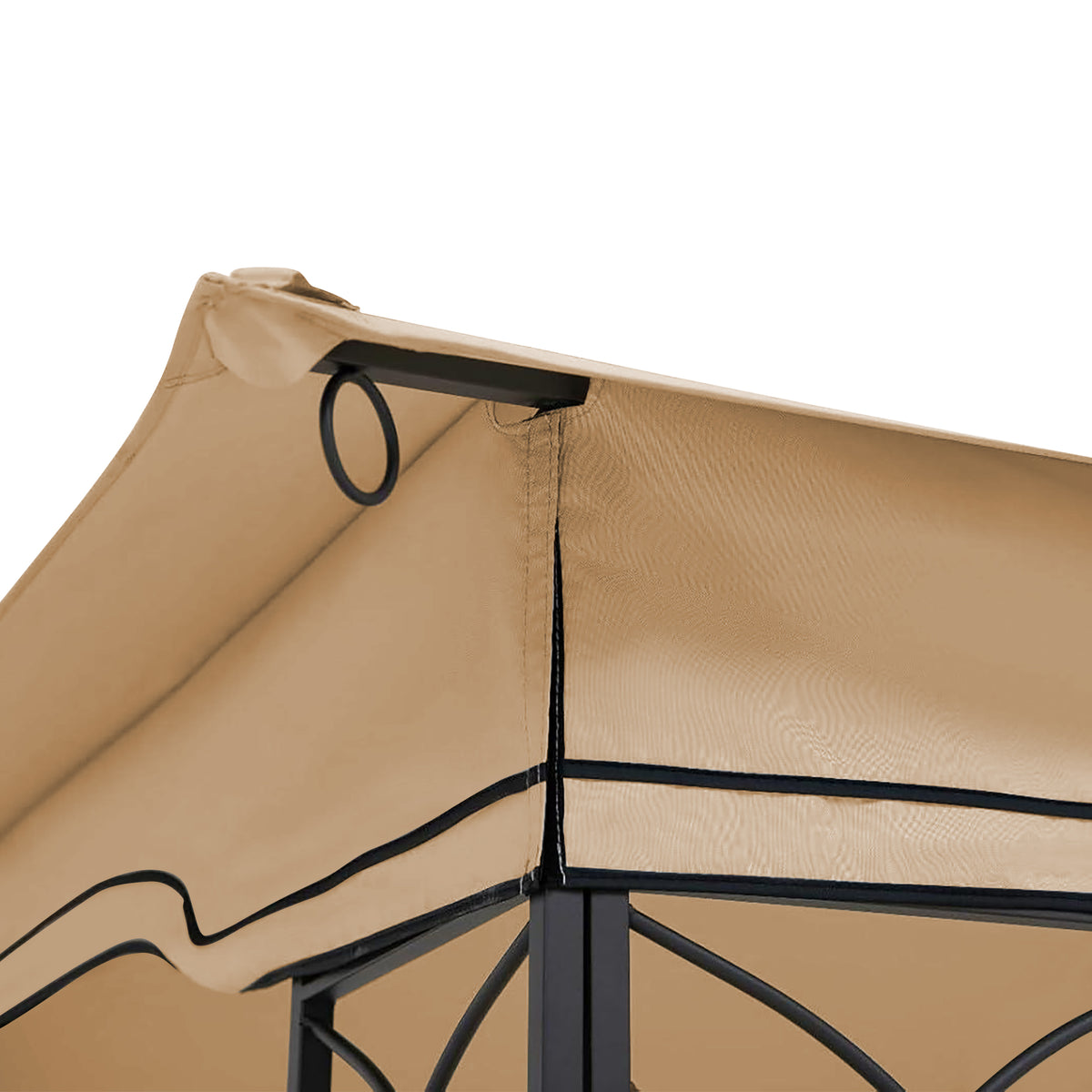 13x10 Ft Patio Double Roof Gazebo Replacement Canopy Top Fabric, Khaki