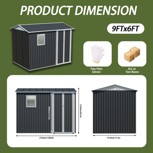 9x6 Ft Metal Garden Shed with 1 Window for Outdoor Patio Storage