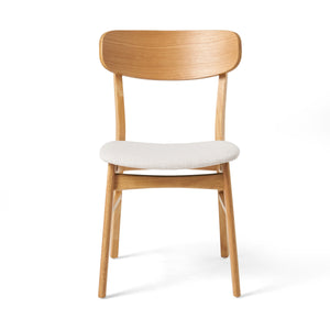 Set of 2 Dining Chairs - Upholstered Seat, Rubberwood Legs