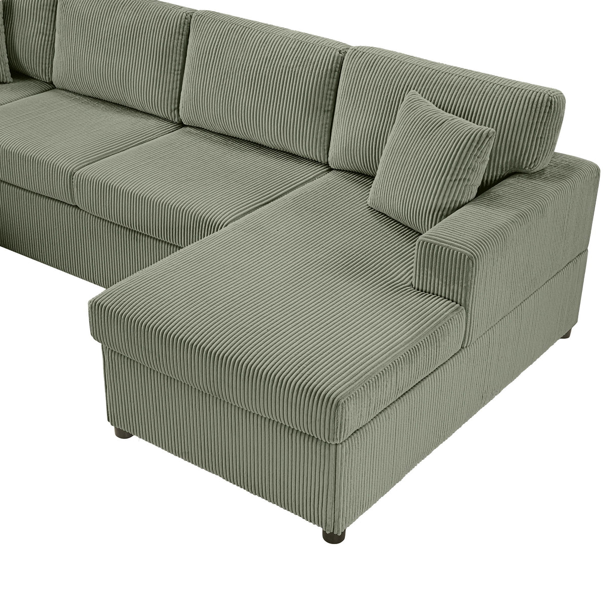 Oversized Sectional U-Shaped Sofa With Chaise Lounge And Three Soft Throw Pillows