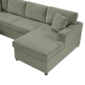 Oversized Sectional U-Shaped Sofa With Chaise Lounge And Three Soft Throw Pillows