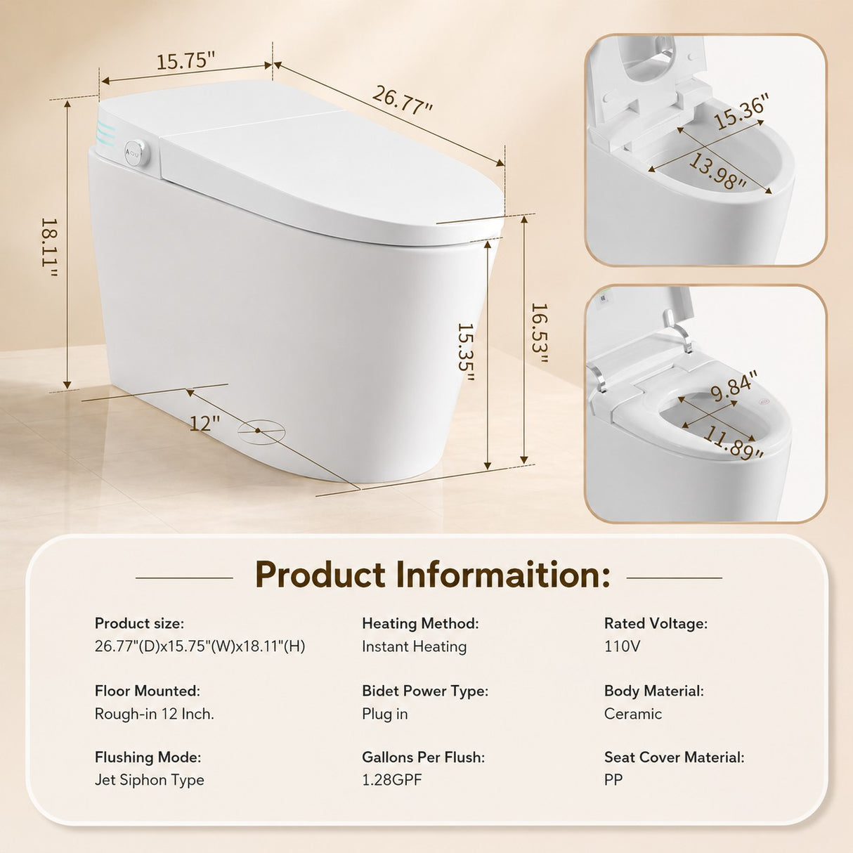 Smart Toilet With Bidet Built In