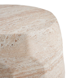 Travertine Lightweight Concrete Side Table For Indoor / Outdoor Use - Beige