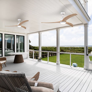 Indoor Outdoor Ceiling Fan With Light With Remote Control, Noiseless Reversible Motor, 6 Speed, 3 Color