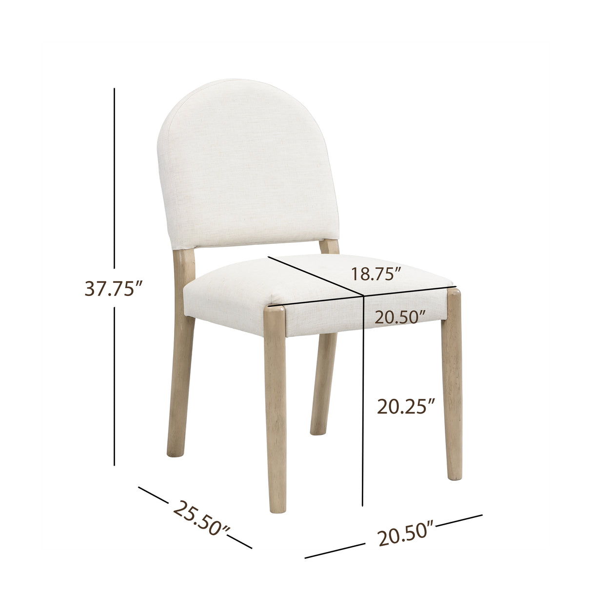 Dining Chairs with Back Mid Century Fabric Upholstered Armless Set of 2