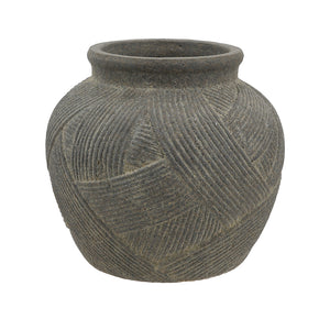 D10.2x8.9" Cross-Hatch Terracotta Vase