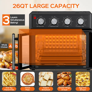 PlumChef 26QT Large Capacity French Double-Door Air Fryer Convection Toaster Oven