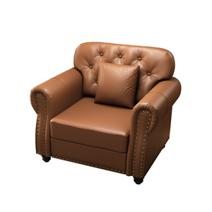 41.3" Upholstered Faux Leather Sofa with Nailhead Trim