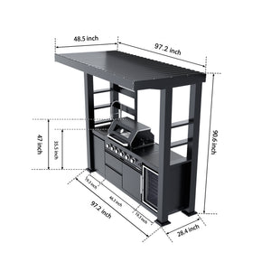 97-Inch 4-Burner Deluxe Stainless Steel Gas Outdoor Kitchen Grill