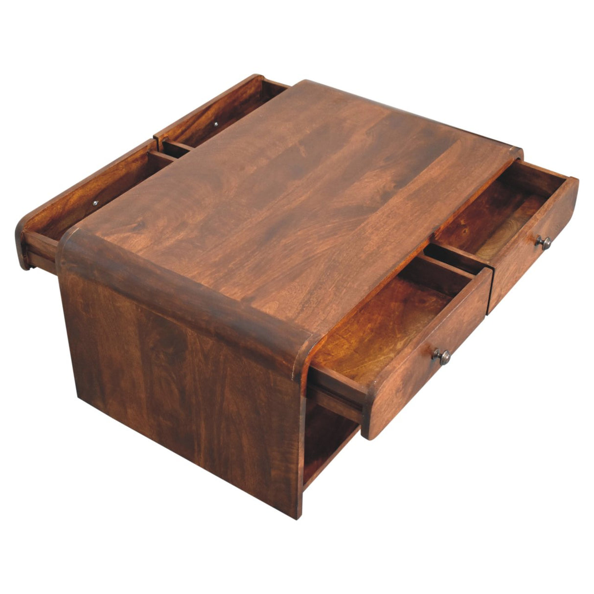 Solid Wood Aspen Slim Coffee Table, 4 Drawers, 1 Open Slot