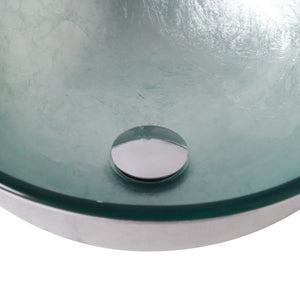 Artistic Tempered Glass Vessel Sink With Pop Up Drain