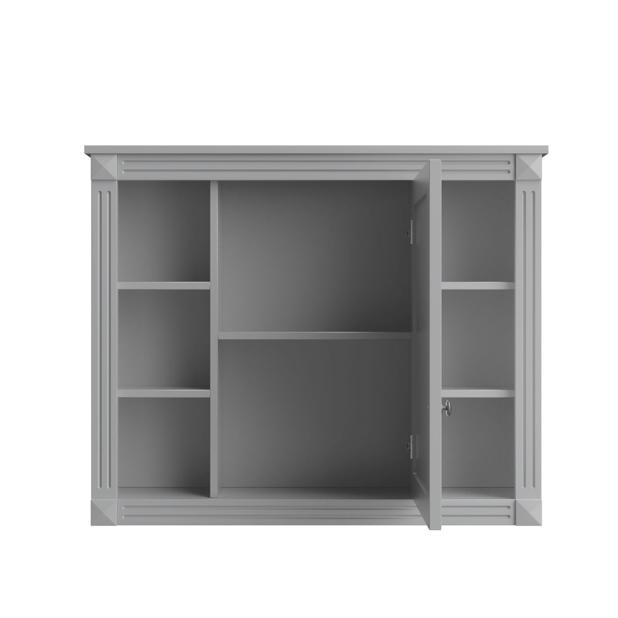 Wall Mounted Bathroom Storage Cabinet With Mirror, Cabinet With 6 Open Shelves And Adjustable Interior