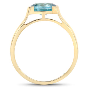 2.00 Carat Genuine Blue Zircon .925 Sterling Silver Ring