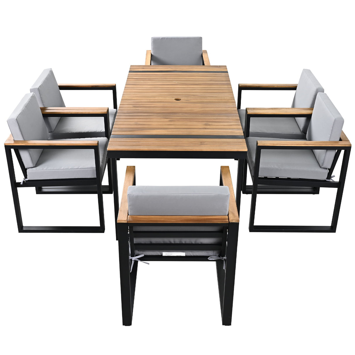 7 Pieces Outdoor Dining Set Patio Dining Table And Chair Set With And Removable Cushions For Patio