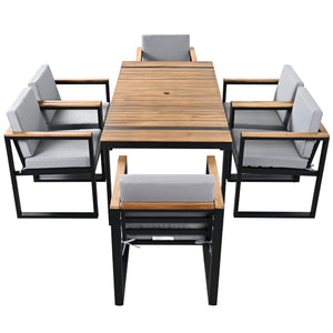 7 Pieces Outdoor Dining Set Patio Dining Table And Chair Set With And Removable Cushions For Patio